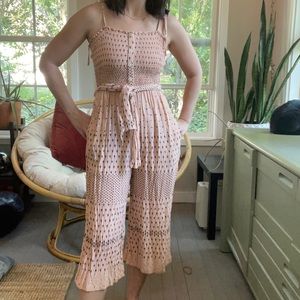 Faithfull the brand for anthropology pink jumpsuit